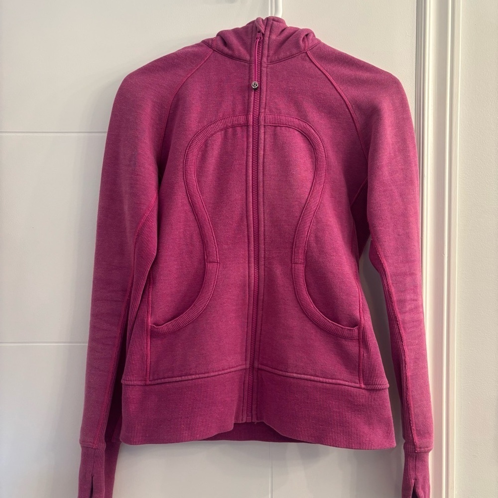 Lululemon Scuba Full Zip Hoodie Jacket Fuchsia Pink Size 6 Thumbholes